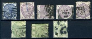 Gb Qv 1/2d To 6d Lilac And Green 1880 