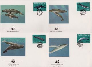 Palau 1983 World Wildlife Fund - Dolphins - 4 First Day Covers Fdc - (17)