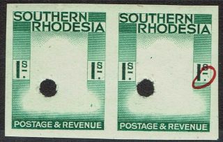 Southern Rhodesia 1937 Kgvi 1/ - Frame Only Imperf Proof Pair Mnh
