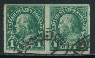 Scott 575 1923 1 Cent Franklin Regular Issue Imperf Pair Vf Cat $12