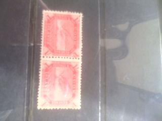 Cook Islands 1893 Unhinged 1s Red,  Joined Pair,  Rare Item.