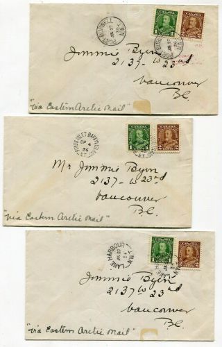 Northern Canada Nwt 1936 Eastern Arctic Mail - Group Of Three Diff Cancel Covers