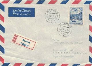 1952 Beroun,  Czechoslovakia Registered Airmail Cover Sent To Bendorf,  Germany