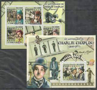 E766 2009 S.  Tome & Principe Famous People Charlie Chaplin Kb,  Bl Mnh
