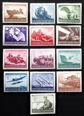 Germany - 1944 Third Reich Army Day Complete Set Of 13 - Mnh