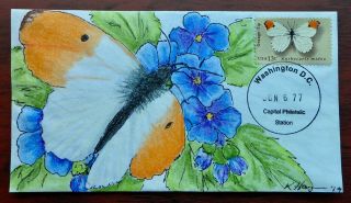 Orange Tip Butterfly 1715 Fdc,  Signed Hayden Cachet,  Large,  Rare Cancel