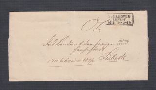 Prussia Germany 1870s Stampless Folded Letter Schleswig Bahnhof To Lubeck