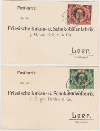 Germany Bavaria 1911 Commerc.  Pc (2) MÜnchen To Leer (ostfr. ) (pre - Addressed)