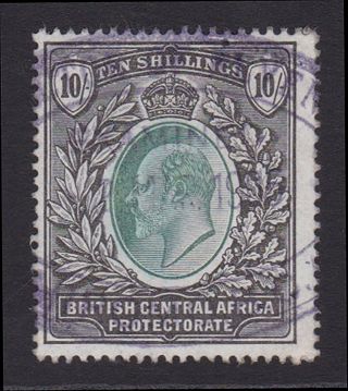 British Central Africa.  Sg 65,  10/ - Grey Green & Black.  Good.