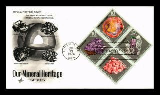 Dr Jim Stamps Us Mineral Heritage Fdc Art Craft Cover Block Of Four