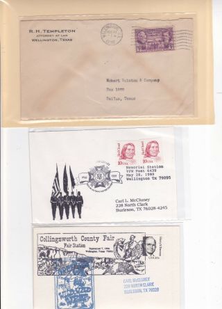 776 Wellington Texas Centennial 12/21/1936 " Templeton Attorney ",  4 Cards/cover