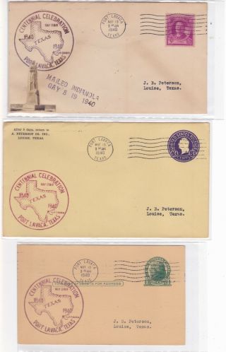 776 Centennial Port Lavaca Texas 3 Covers 1940 " Mailed Indianola "