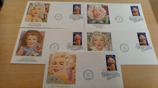 1995 Usa Marilyn Monroe Set Of 5 First Day Covers