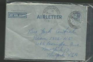 1952 Australia Air Letter From Thursday Island Queensland To Ny