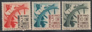 Mexico 764 - 66 Man At Helm Set Less Air Mail Issues,  1940 Issues,  Hinged