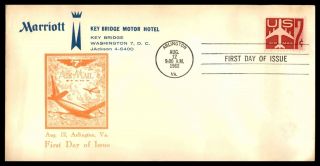 Us 7c Red Air Mail Issue 1960 Cachet On Fdc Marriott Hotel Corner Card