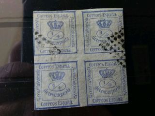 Spain 1872 Newspaper Stamps Block Of 4 High Value