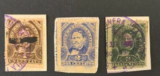 Mexico Revenue Stamps 1893 - 4 1 - 3c B2/76 On Paper