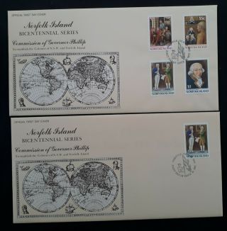 1986 Norfolk Island 200th Anniv Of Colonisation Fdcs With 4&1 Stamps