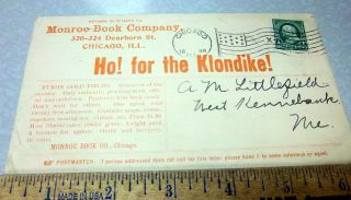 Alaska Stamped Letter Envelope Cover 1898 Ho For The Klondike Chicago Postmark
