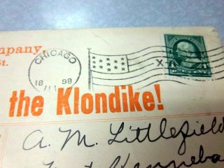 Alaska stamped letter envelope Cover 1898 Ho for the Klondike Chicago postmark 3