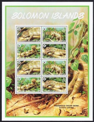 Wwf Prehensile - Tailed Skink Sheetlet Of 2 Sets From Solomon Is.  Mnh Sg 1162 - 1165