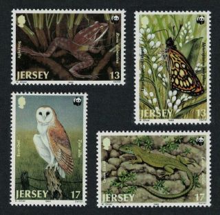 Jersey Owl Birds Frog Lizard Butterfly Wwf Wildlife 4v Mnh Sg 492 - 495 Mi 480 - 483