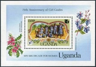 Uganda 468,  Mnh.  Michel 446 Bl.  53.  Girl Guides - 75.  1985.  Flowers.