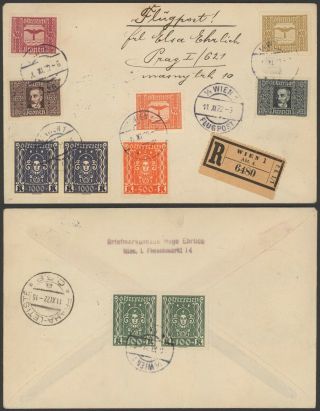 Austria 1922 Registered Air Mail Cover Vienna To Prague Czechoslovakia 34823/13