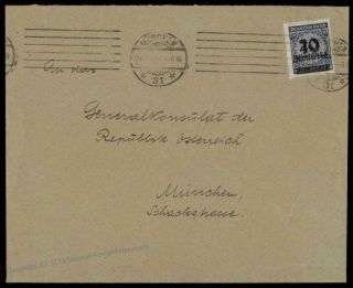 Germany Inflation Cover Nov 26 1923 Mi335ap First Day Rate Muenchen Munich 72349