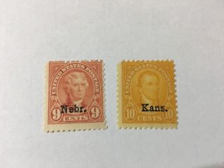 Us States Scott 678,  668,  9,  10 - Cent Nebraska,  Kansa Overprint Issue Mnh