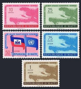 Haiti 440 - C135,  C135a,  Mnh.  Mi 530 - 534,  Bl.  10.  Tribute To The Un,  1958.  Map Of Haiti.