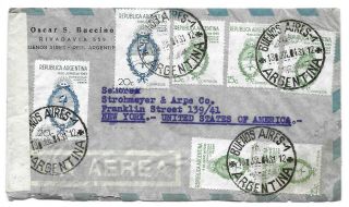 Argentina Postal History Wwii Censored Airmail Cover Addr Usa Canc Yr 