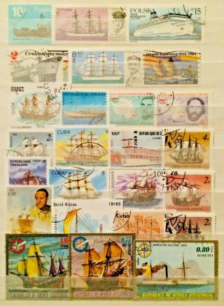 Nautical Ships Boats Navy Cruise Thematic Topic Stamps Educational Lot 03200219