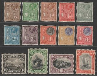 Malta 1930 King George V Postage And Revenue Set To 2sh6d Sg193 - 206