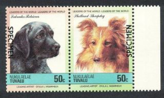 Tuvalu Nukulaelae Dogs Labrador Retriever 2v Specimen Mnh Sc 37