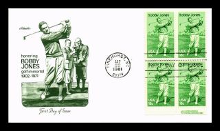 Dr Jim Stamps Us Bobby Jones Golf Immortal First Day Cover Block