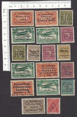 Germany Collec.  Of Philatelic Exhibition Ovpts On Postage Stamps Mostly 1920 Mn
