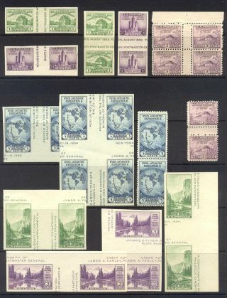U.  S.  752//770 Gutter Pairs - 1934 Farleys ($140)