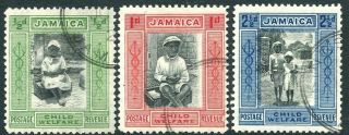 Jamaica - 1923 Child Welfare Set Sg 107 - 107c Fine V30810