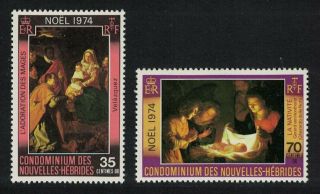 Fr.  Hebrides Christmas 2v Issue 1974 Mnh Sg F211 - F212 Sc 213 - 214