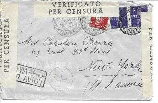 Italy Postal History Wwii Censored Cover Addr Usa Canc Yrs 