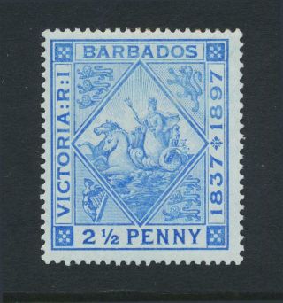 Barbados 1897,  2½d " Blued Paper " Diamond Jubilee Vf Mlh Sg 128 Cat£42 (see Below)