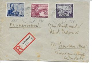Germany Postal History 3rd Reich Reg Cover Addr Landau Canc Wurzburg Yr 
