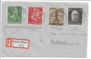 Germany Postal History 3rd Reich Reg Cover Addr Wien Canc Landau Yr 