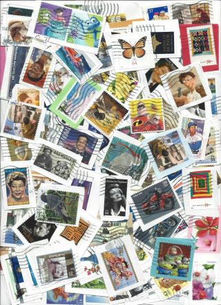U.  S.  Stamps 100 Assorted.  37 Thru Forever Canc Commemoratives On Paper 8/29a