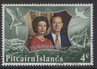 Pitcairn Islands Sg124w 1972 4c Silver Wedding Wmk Inverted Fine
