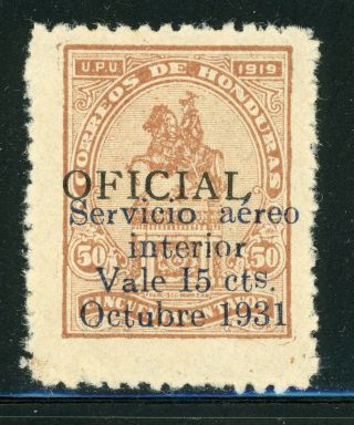Honduras Mh 1931 Air Post Specialized: Sanabria 82var Large Schg Inverted " S "