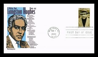 Dr Jim Stamps Us Langston Hughes Black Heritage House Of Farnum Fdc Cover