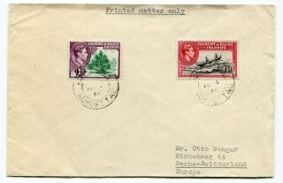 Gilbert & Ellice Islands 1946 Nukuetau Cds - Printed Rate Cover To Switzerland